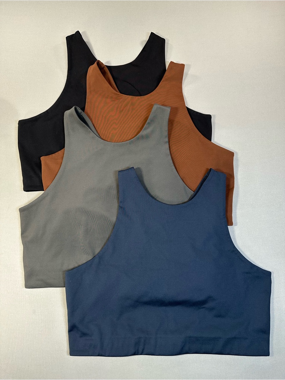 SET of 4 Girlfriend Collective Dylan Tank Bra, High Neck Crop Racer Back - XXL